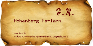 Hohenberg Mariann névjegykártya